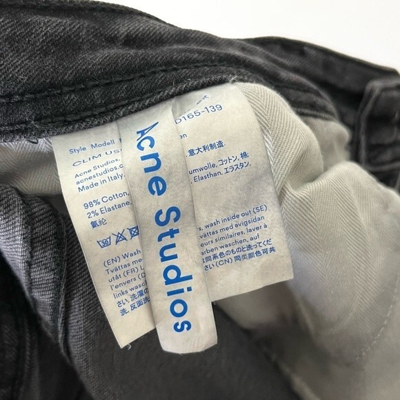 Acne Studios Climb Skinny Jeans Women’s Size 30 Used Black Raw Hem Faded - Picture 11 of 13